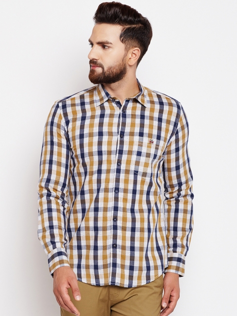 Crimsoune Club Men Mustard Brown & Navy Blue Standard Slim Fit Checked Casual Shirt
Crimsoune Club Men Mustard Brown & Navy Blue Standard Slim Fit Checked Casual Shirt