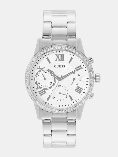 GUESS Women Off-White Textured Analogue Watch W1069L1