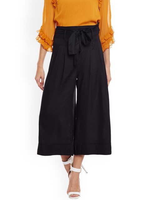 Oxolloxo Women Black Regular Fit Solid Culottes