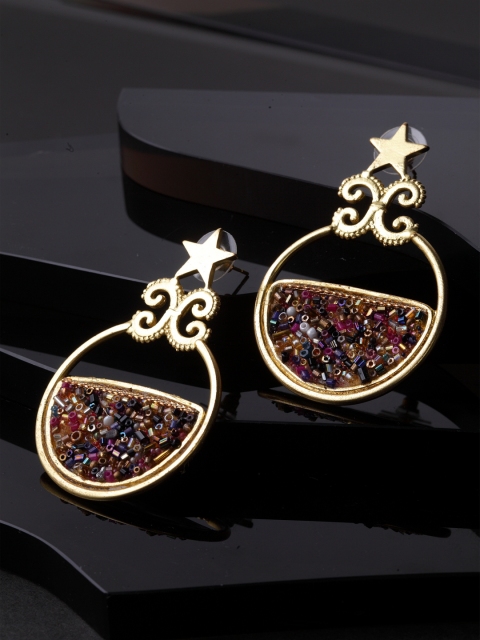 DIVA WALK Gold-Toned Contemporary Drop Earrings