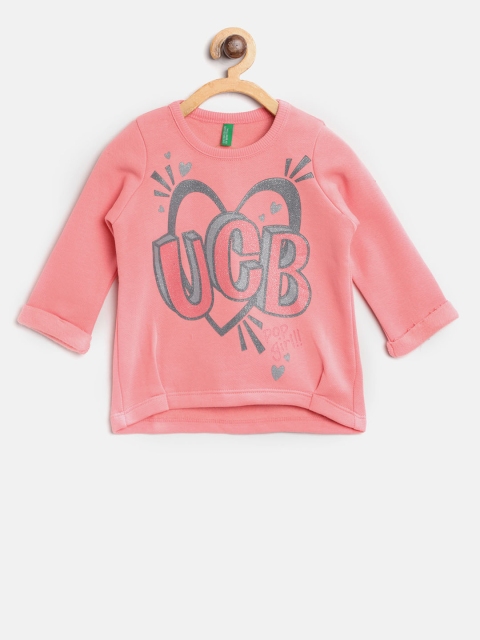 United Colors of Benetton Girls Pink Printed Sweatshirt