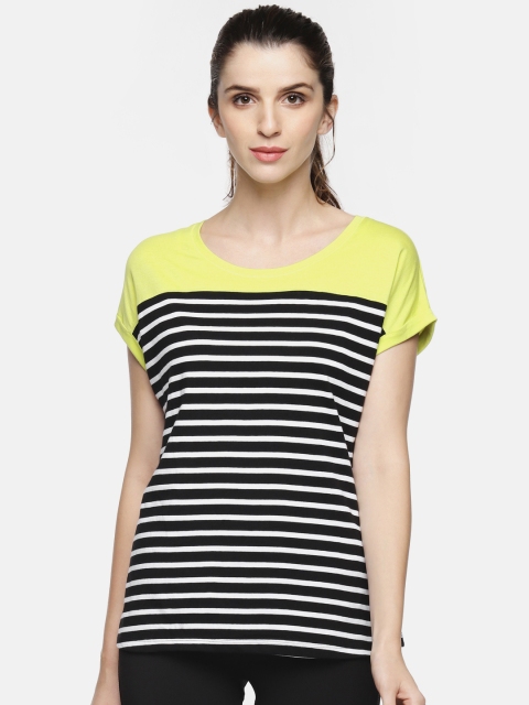 Ajile by Pantaloons Women Yellow Striped Pure Cotton Top