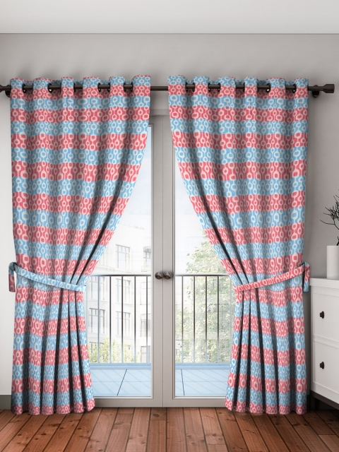 NEUDIS Red & Blue Set of 2 Long Door Curtains