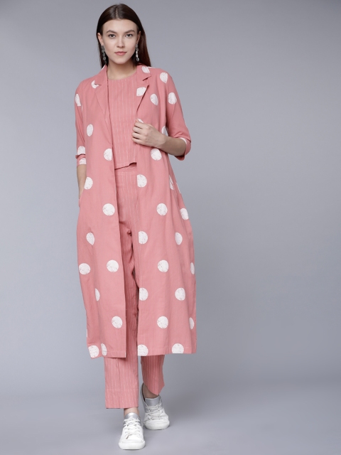 Vishudh Women Pink Printed Top with Palazzos