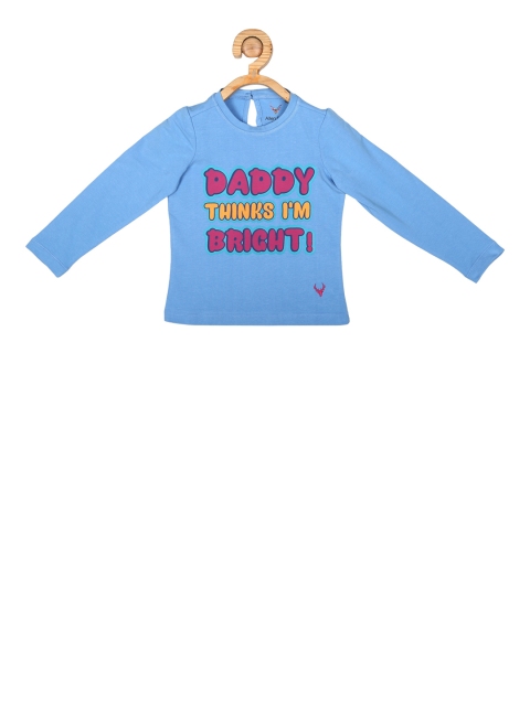 Allen Solly Junior Girls Blue Printed Round Neck T-shirt