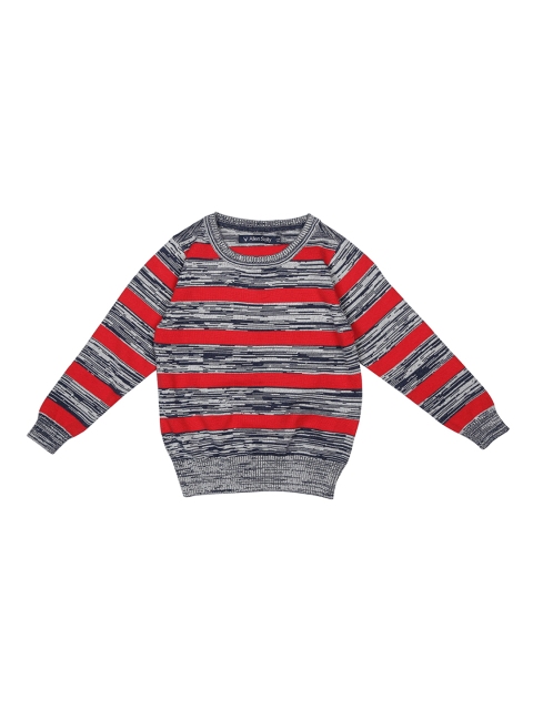 Allen Solly Junior Boys Red & Grey Striped Pullover
