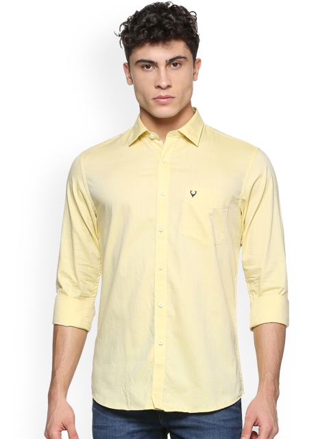 Allen Solly Men Yellow Slim Fit Solid Casual Shirt