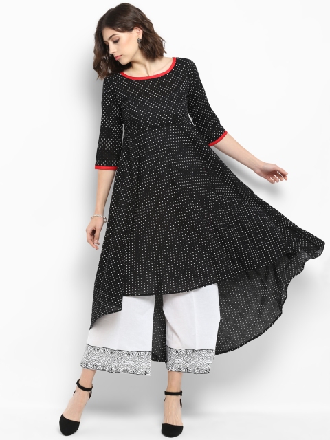 MBE Women Black Printed A-Line Kurta