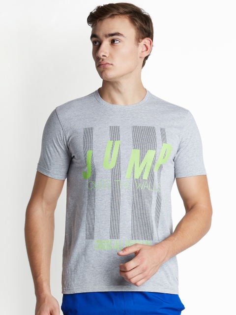 Ajile by Pantaloons Men Grey Melange Printed Round Neck T-shirt