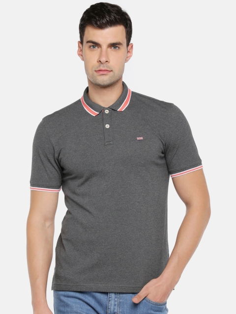 BYFORD by Pantaloons Men Grey Solid Polo Collar T-shirt