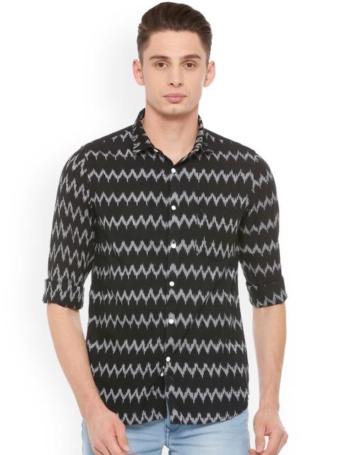 Allen Solly Men Black Slim Fit Printed Casual Shirt
