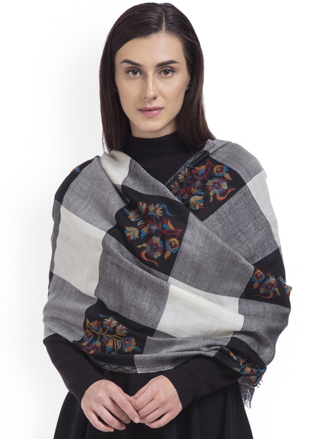 SHINGORA Women Black & White Woven Design Stole
