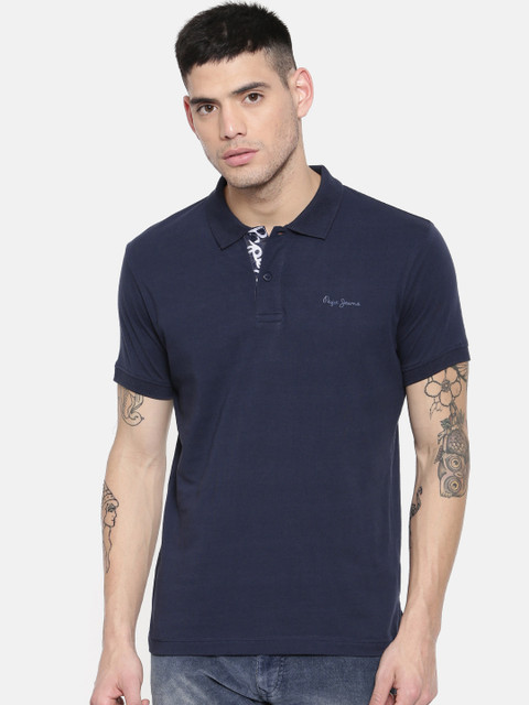 Pepe Jeans Men Navy Blue Solid Polo Collar Pure Cotton T-shirt
Pepe Jeans Men Navy Blue Solid Polo Collar Pure Cotton T-shirt