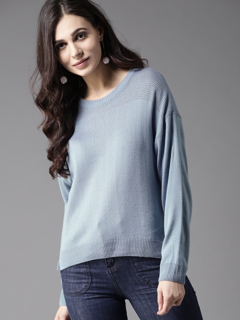 Moda Rapido Women Blue Solid Pullover