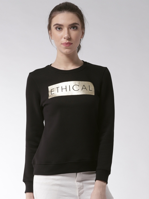 Okane Women Black Solid Sweatshirt