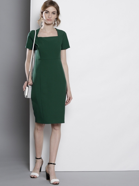 DOROTHY PERKINS Women Green Solid Sheath Dress