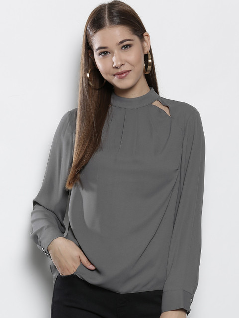 DOROTHY PERKINS Women Petite Grey Solid Top
DOROTHY PERKINS Women Petite Grey Solid Top