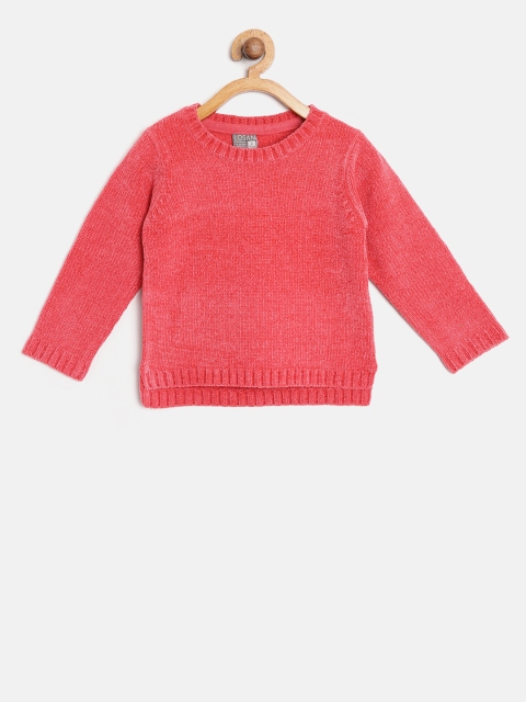 Losan Girls Coral Pink Solid Pullover