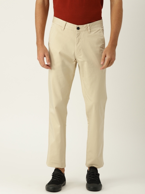 Van Heusen Sport Men Beige Slim Fit Solid Regular Trousers
