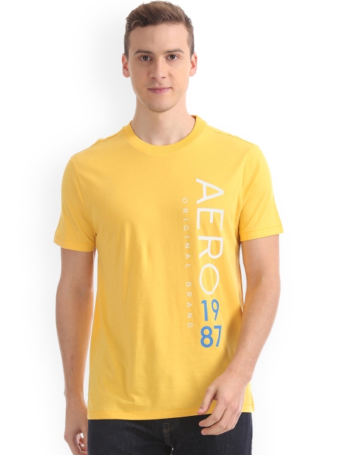 Aeropostale Men Yellow Printed Round Neck T-shirt