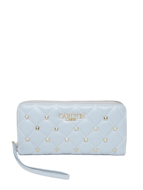 Carlton London Women Blue Quilted Zip Around Wallet