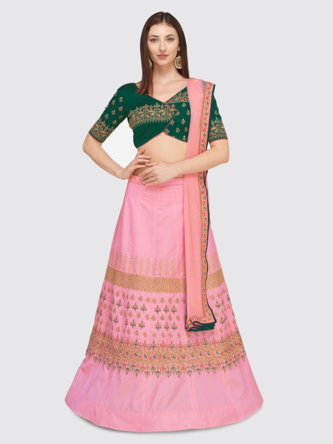 RIYA Pink & Green Embroidered Semi-Stitched Lehenga & Unstitched Blouse with Dupatta
RIYA Pink & Green Embroidered Semi-Stitched Lehenga & Unstitched Blouse with Dupatta