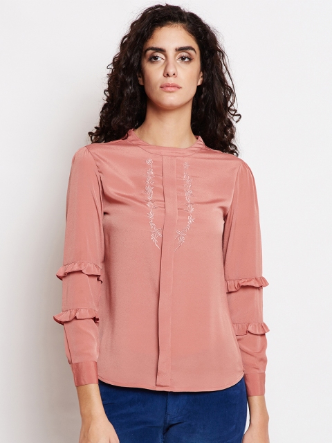 Taanz Women Coral Self Design Top
