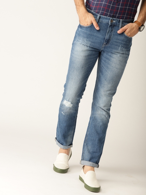 United Colors of Benetton Men Blue Slim Fit Mid-Rise Mildly Distressed Jeans