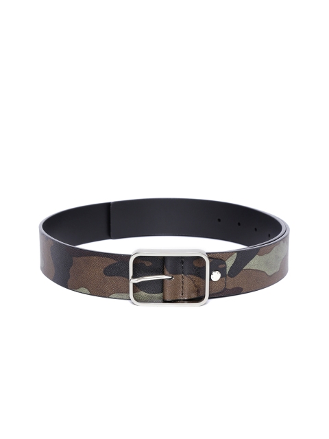 Carlton London Men Olive Green Printed Leather Belt