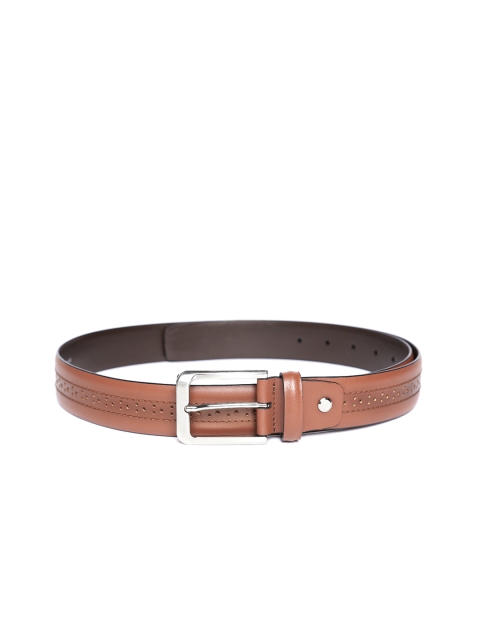 Carlton London Men Brown Leather Textured Belt