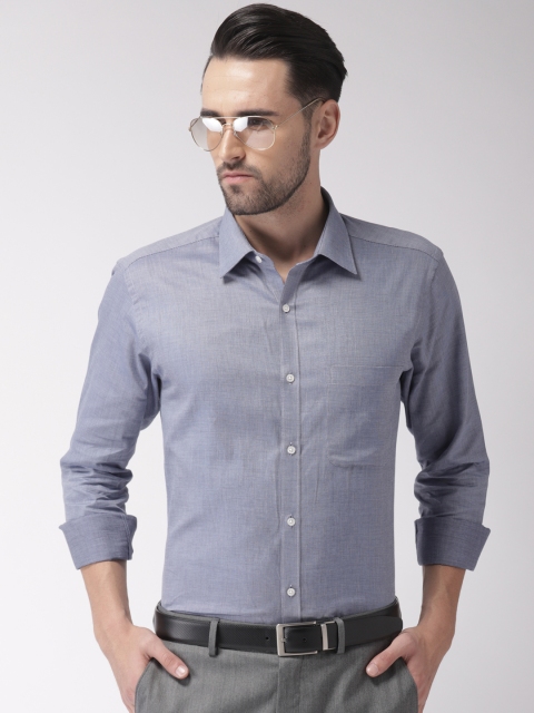 Raymond Men Blue Slim Fit Checked Formal Shirt