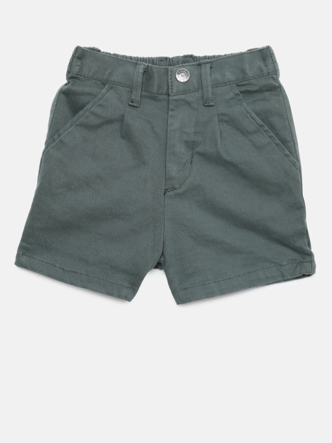 Gini and Jony Boys Green Solid Regular Shorts