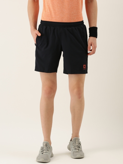rock.it Men Navy Blue Solid Regular Fit Sports Shorts