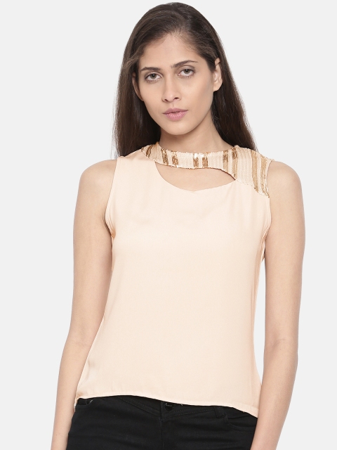 OPt Women Beige Embellished Top