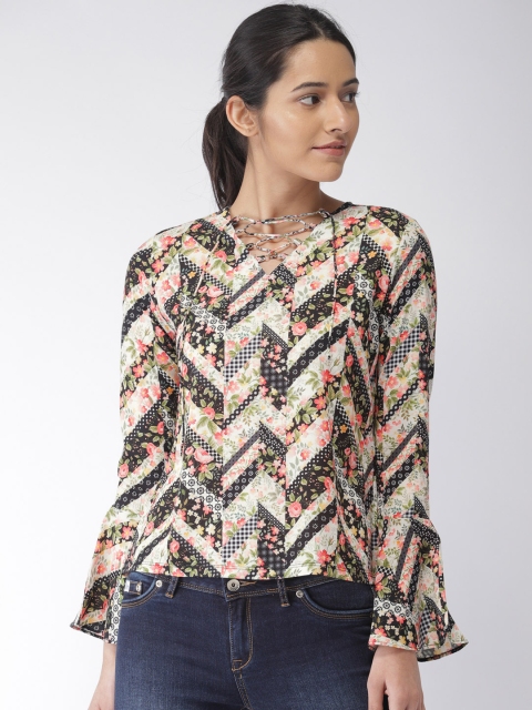 Madame Women Off-White Printed Top