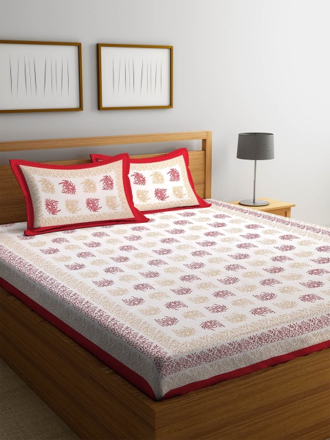 Rajasthan Decor White & Red Floral Flat 144 TC Cotton Double Bedsheet with Pillow Covers
Rajasthan Decor White & Red Floral Flat 144 TC Cotton Double Bedsheet with Pillow Covers
