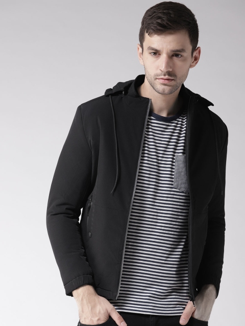 Fort Collins Men Black Solid Hooded Tailored Jacket