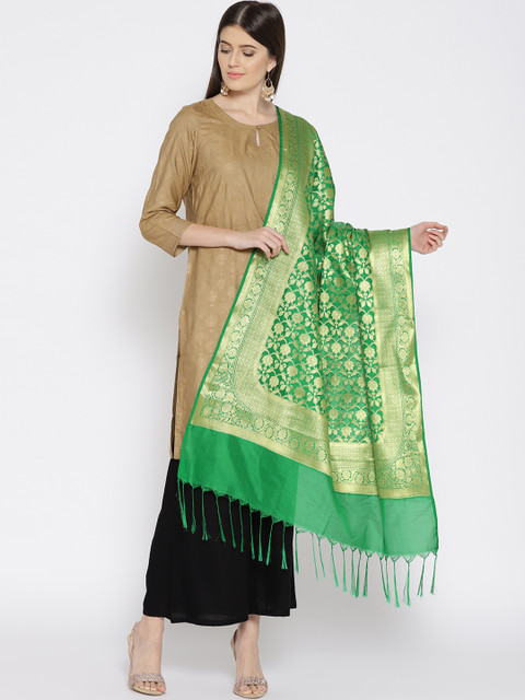 Banarasi Style Green & Golden Woven Design Dupatta 
Banarasi Style Green & Golden Woven Design Dupatta