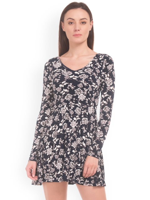 Aeropostale Women Blue Printed Fit and Flare Dress