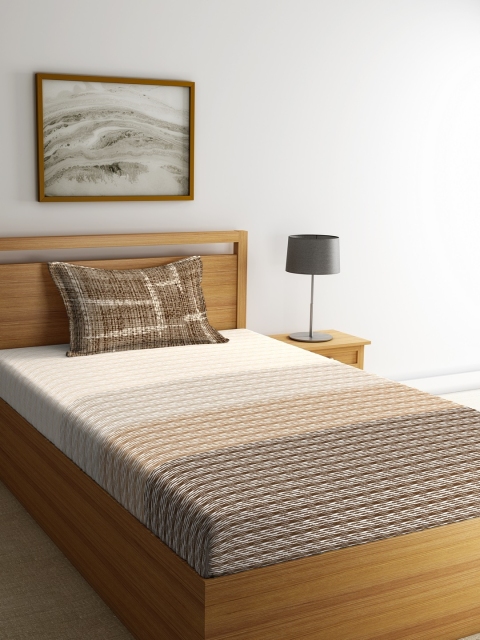 Portico New York Beige & Brown Striped Flat 144 TC Single Bedsheet with Pillow Cover
Portico New York Beige & Brown Striped Flat 144 TC Single Bedsheet with Pillow Cover