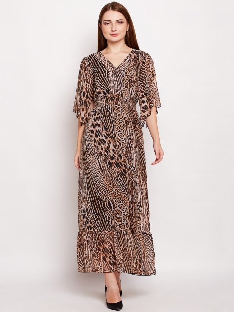 Oxolloxo Women Brown Printed Maxi Dress