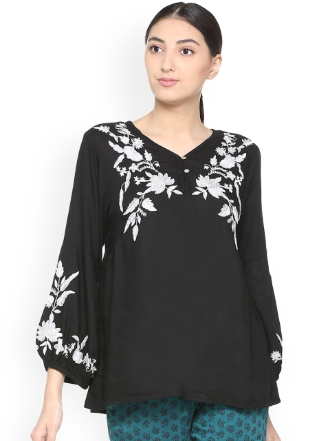 Van Heusen Woman Black Printed A-Line Top