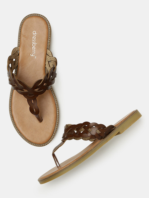 DressBerry Women Brown Woven Design Open Toe Flats 
DressBerry Women Brown Woven Design Open Toe Flats