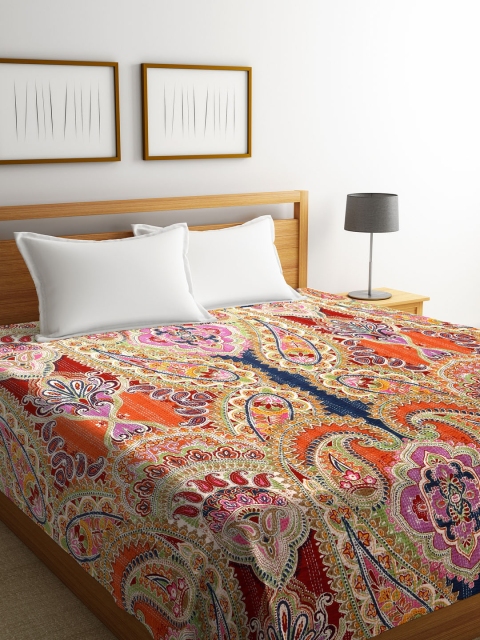 Rajasthan Decor Multicoloured Ethnic Screen Print Kantha Work Cotton Double Bed Cover, Multi
Rajasthan Decor Multicoloured Ethnic Screen Print Kantha Work Cotton Double Bed Cover, Multi