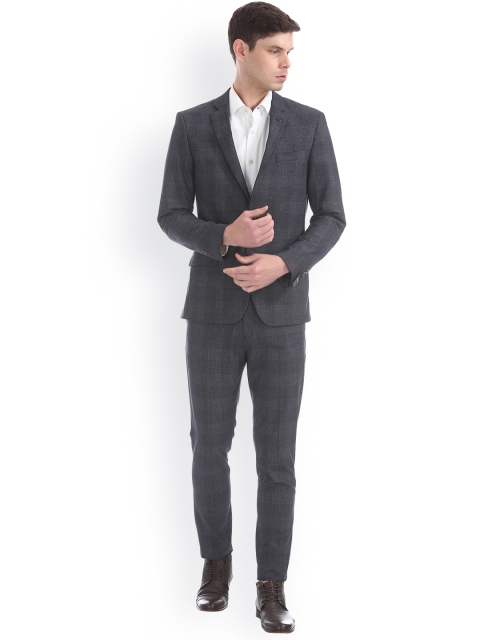 Arrow New York Men Grey Checked Single-Breasted Formal Suit