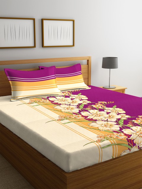 Portico New York Purple & Beige Floral Flat 144 TC Cotton 1 Queen Bedsheet with 2 Pillow Covers
Portico New York Purple & Beige Floral Flat 144 TC Cotton 1 Queen Bedsheet with 2 Pillow Covers
