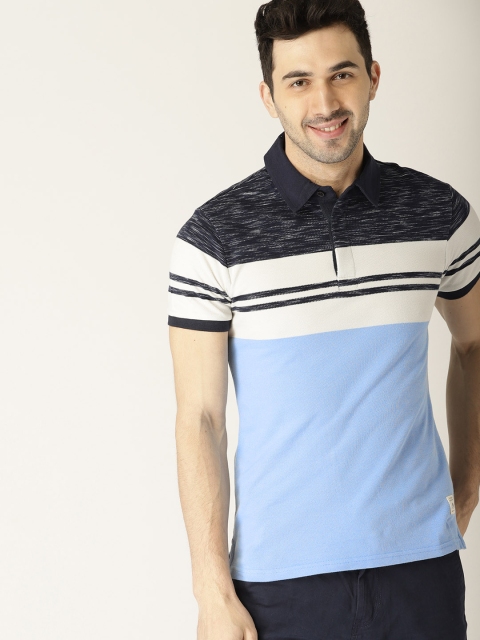 United Colors of Benetton Men Blue Solid Polo Collar T-shirt