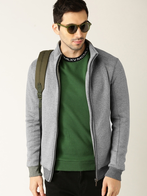 United Colors of Benetton Men Grey Melange Solid Sweatshirt