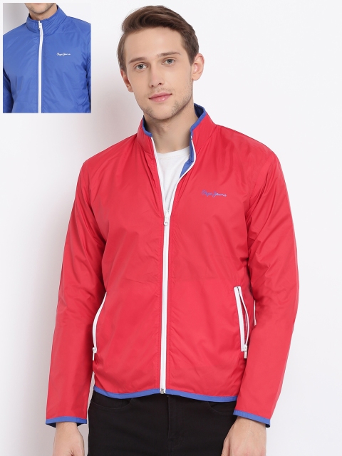 Pepe Jeans Men Red & Blue Solid Reversible Tailored Jacket