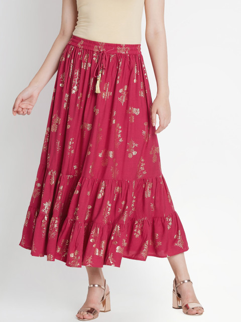 AKKRITI BY PANTALOONS Women Red Printed Semi-Sheer Maxi Skirt 
AKKRITI BY PANTALOONS Women Red Printed Semi-Sheer Maxi Skirt